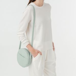 BAGGU Leather Circle Bag in Sea Glass